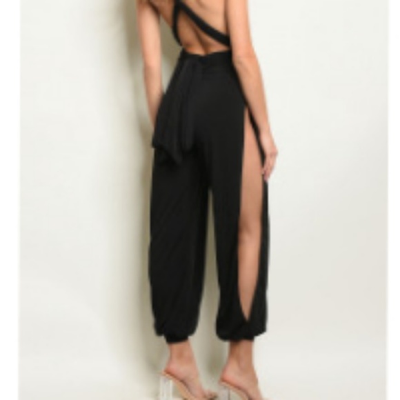 1 LEFT  BLACK SIDE SLIT JUMPSUITπ· - Picture 5 of 5
